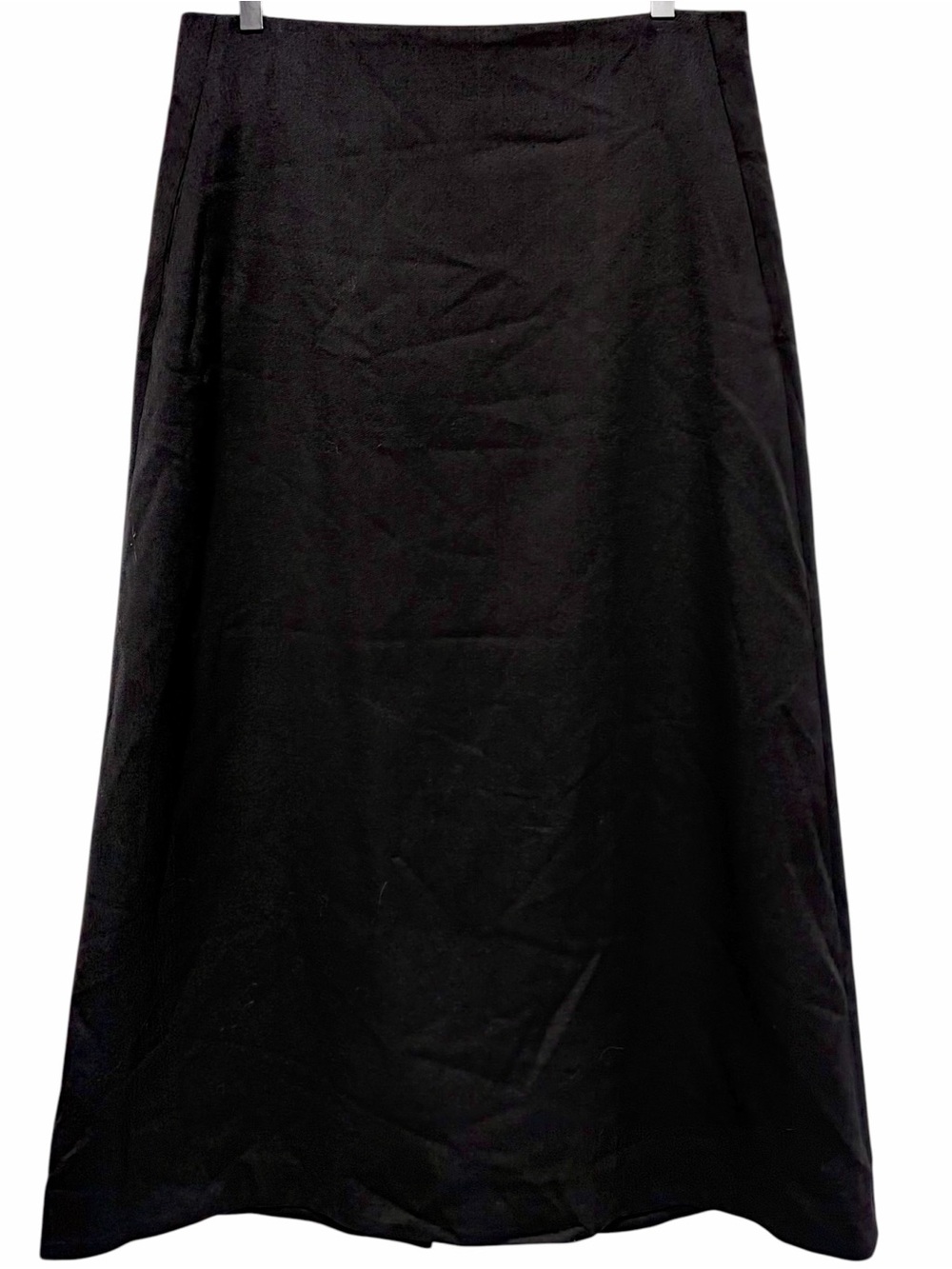 COS Stretch Wool Exposed Zipper Back Slit A-Line Midi Skirt Black Size 10